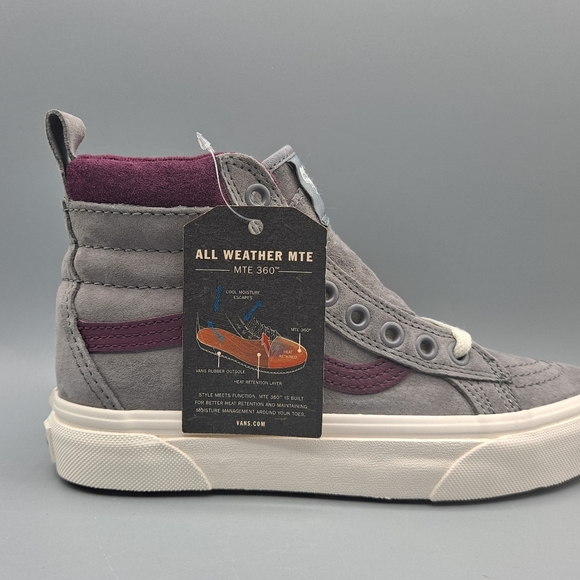 New Vans Sk8-Hi Top MTE Frost Gray Prune Purple Red Women's Size 5 and 5.5 - Picture 3 of 13